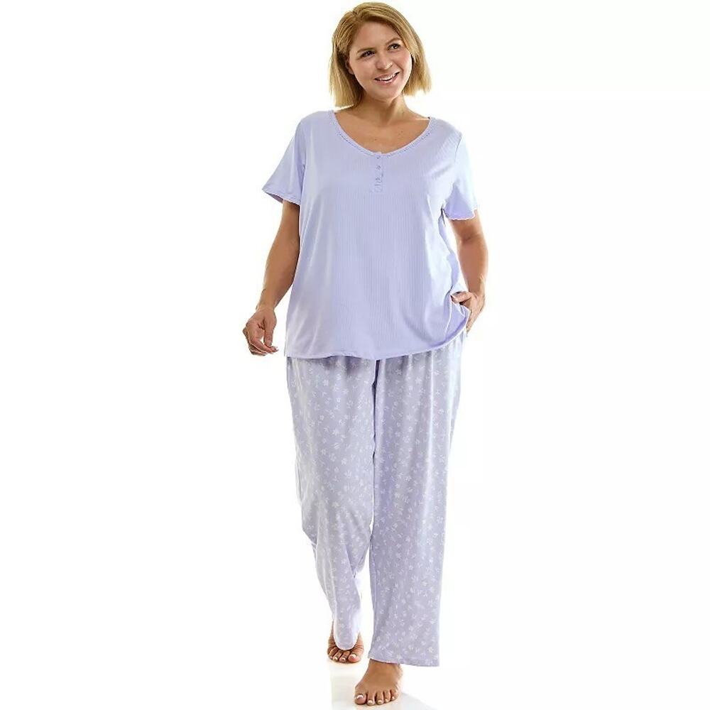 Croft & Barrow 1X Pajamas Cozy Lux Soft Sleep Set Purple Lilac Pockets Stretch